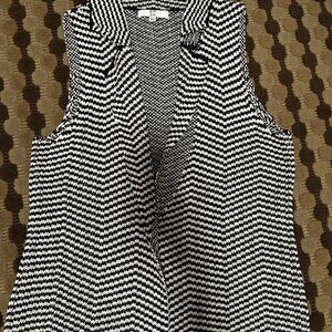 EPIK Black and White Stripe Cardigan Vest